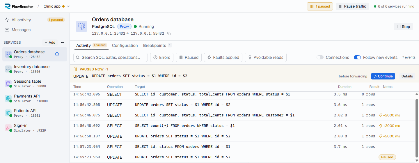 An UPDATE on orders waiting under Paused now, with 1 paused in the title bar and the sidebar